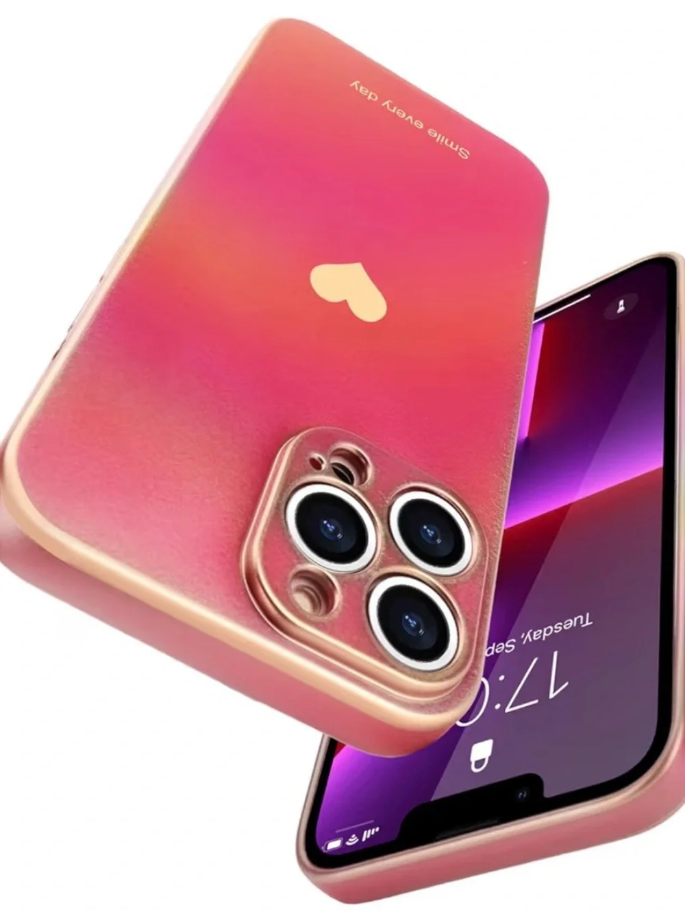 Pink Heart Phone Case for iPhone 13 Pro Max - Smile Every Day